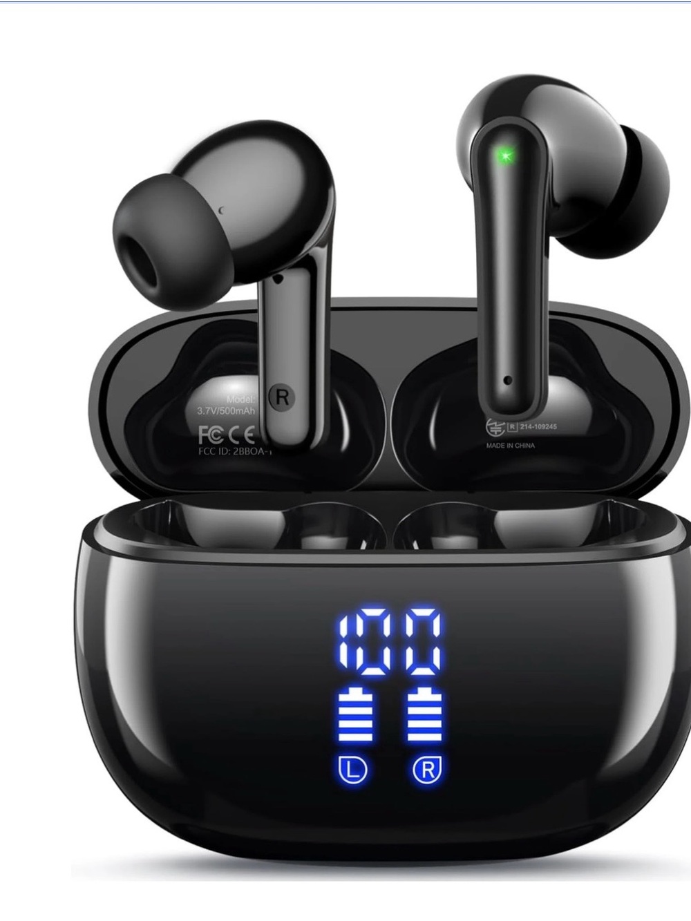 Wireless True Bluetooth Air Pods with LED Charging Case - Black
